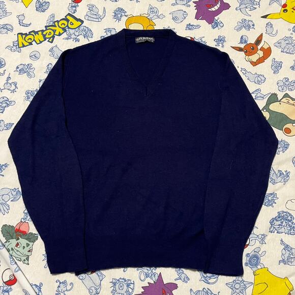 Vintage 90s Puritan Navy V-Neck Sweater - Picture 1 of 3